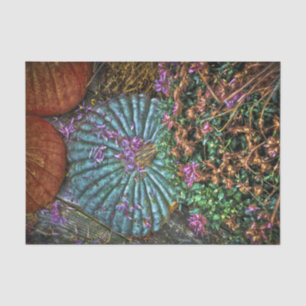 Papel De Seda Calabazas de Floral Naranja Verde Otoño Cosecha