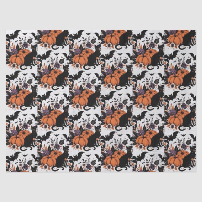 Papel De Seda Calabazas de Gato Negro (Anverso)