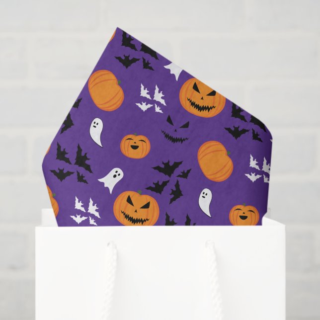 Papel De Seda Calabazas de Halloween fantasmas murciélagos diver (Bolsa de regalo)