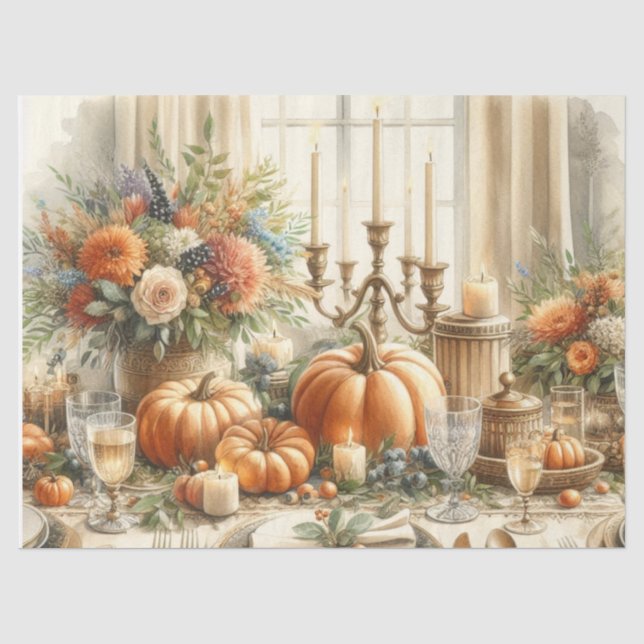 Papel De Seda Calabazas de la Cosecha de Otoño Decoupage (Anverso)