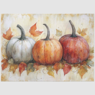 Papel De Seda Calabazas de Otoño con Decoupage de Hojas