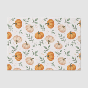 Papel De Seda Calabazas de Otoño Elegantes Patrón de Acuarela de
