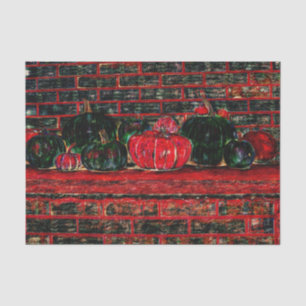 Papel De Seda Calabazas de otoño fondo rojo negro de ladrillo ne