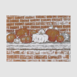 Papel De Seda Calabazas de Otoño Naranja Desgastado Ladrillo Bla