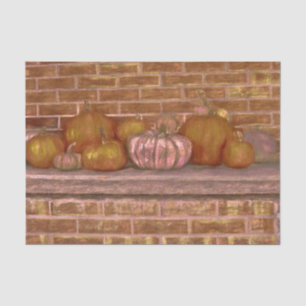Papel De Seda Calabazas de otoño rosa naranja sobre fondo de lad