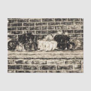 Papel De Seda Calabazas de otoño sepia antiguas vintage sobre la