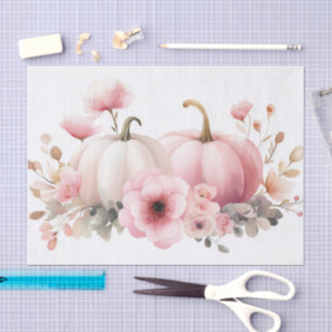 Papel De Seda Calabazas de otoño y flores caen en descomposición