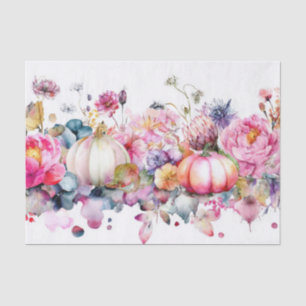 Papel De Seda Calabazas de otoño y flores caen en descomposición
