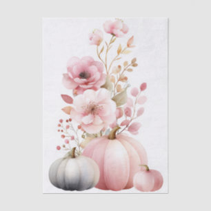 Papel De Seda Calabazas de Otoño y Flores Patrón de Caída Decoup