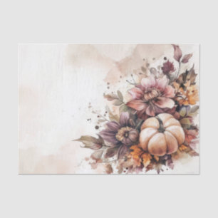 Papel De Seda Calabazas de Otoño y Flores Patrón de Otoño Decoup