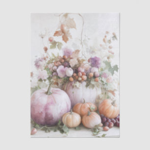 Papel De Seda Calabazas de otoño y flores Patrón de otoño Decoup