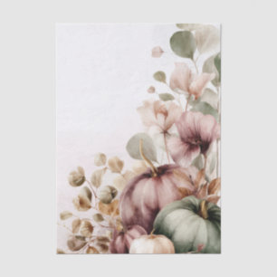 Papel De Seda Calabazas de otoño y flores Patrón de otoño Decoup