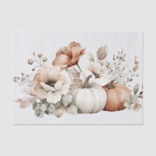 Papel De Seda Calabazas de otoño y flores Patrón de otoño Decoup