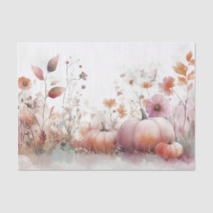 Papel De Seda Calabazas de Otoño y Flores Patrón de Otoño Decoup
