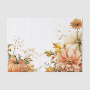 Papel De Seda Calabazas de Otoño y Flores Patrón de Otoño Decoup