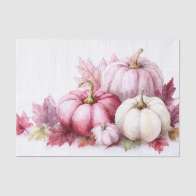 Papel De Seda Calabazas de otoño y flores Patrón de otoño Decoup (Anverso)