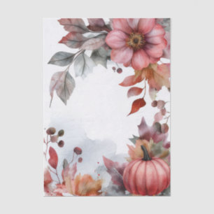 Papel De Seda Calabazas de otoño y flores Patrón de otoño Decoup