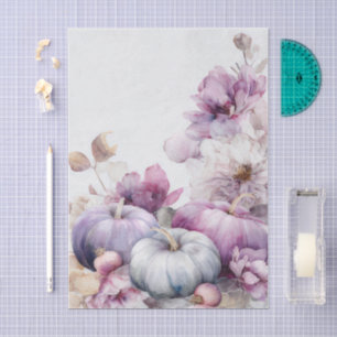 Papel De Seda Calabazas de Otoño y Flores Patrón de Otoño Decoup