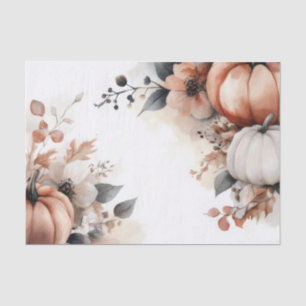 Papel De Seda Calabazas de otoño y flores Patrón de otoño Decoup