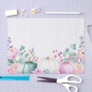 Papel De Seda Calabazas de otoño y flores Patrón de otoño Decoup