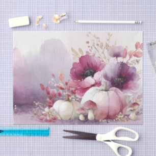 Papel De Seda Calabazas de otoño y flores Patrón de otoño Decoup