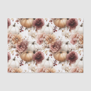 Papel De Seda Calabazas de Otoño y Flores Patrón de Otoño Decoup