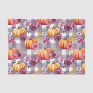 Papel De Seda Calabazas de otoño y flores Patrón de otoño Decoup