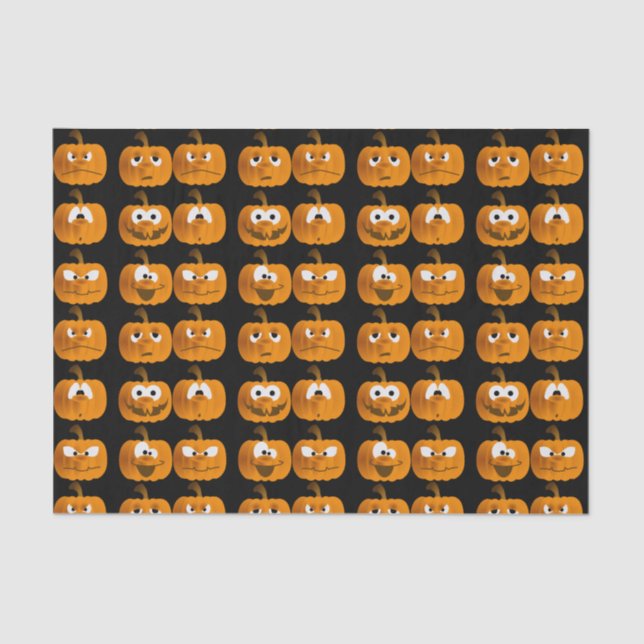 Papel De Seda Calabazas divertidas de Halloween (Anverso)