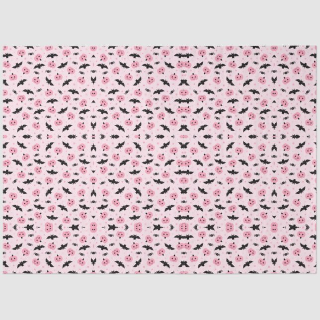 Papel De Seda Calabazas divertidas de Halloween y patrón de murc (Anverso)