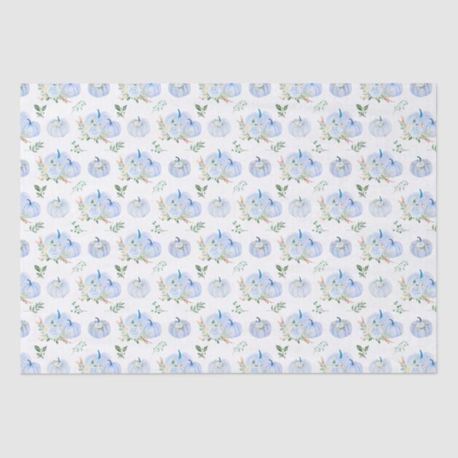Papel De Seda Calabazas Florales Azules (Anverso)