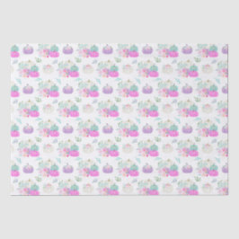 Papel De Seda Calabazas Florales Pastel en rosa, púrpura y azul