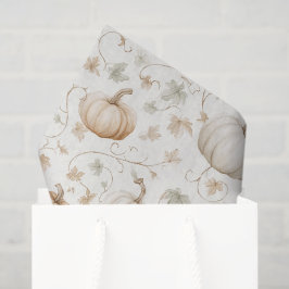 Papel De Seda Calabazas Hojas Naranja Blancas