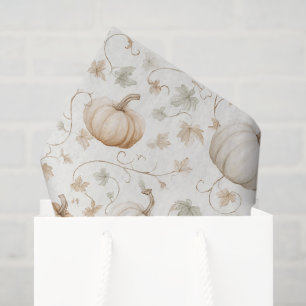 Papel De Seda Calabazas Hojas Naranja Blancas