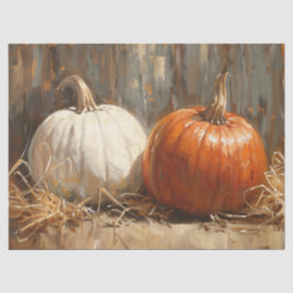 Papel De Seda Calabazas Naranja Blanco Pintura Vintage Decoupage