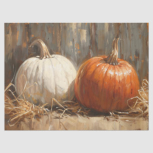Papel De Seda Calabazas Naranja Blanco Pintura Vintage Decoupage