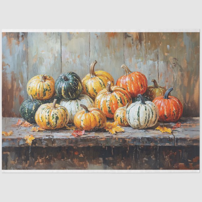 Papel De Seda Calabazas otoñales coloridas en la descomposición  (Anverso)