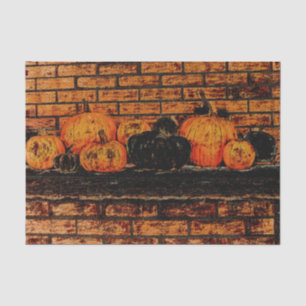 Papel De Seda Calabazas otoñales Ladrillo negro Naranja