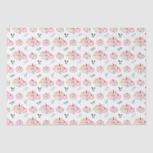 Papel De Seda Calabazas rosadas Floral (Anverso)