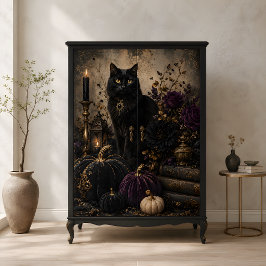 Papel De Seda Calabazas Rosas Purpura Góticas Gato Negro Hallowe