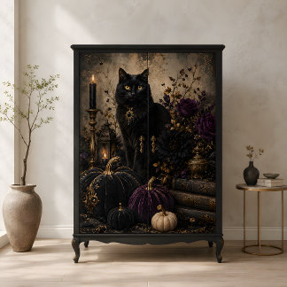Papel De Seda Calabazas Rosas Purpura Góticas Gato Negro Hallowe