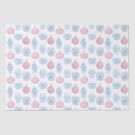 Papel De Seda Calabazas rosas y azules y adormidera de jarrones