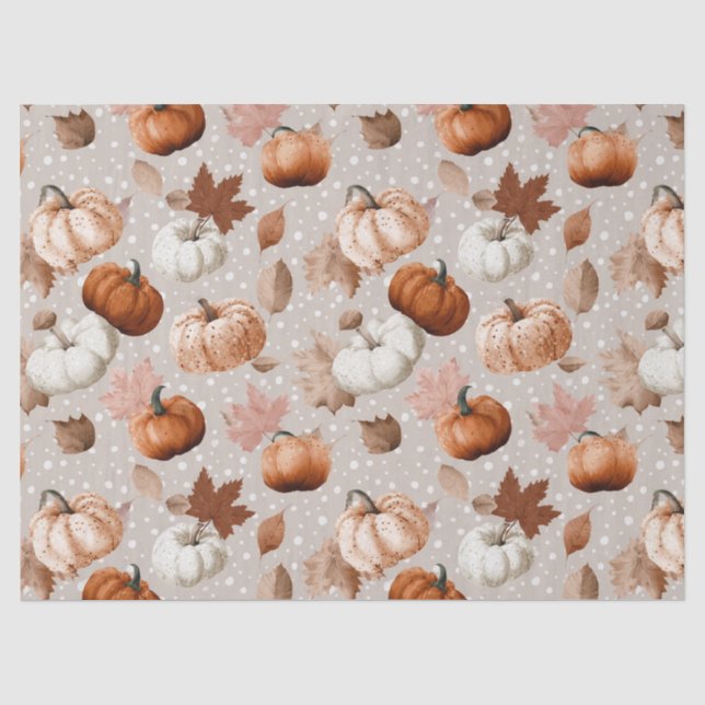 Papel De Seda Calabazas rusticas de otoño y hojas de otoño (2) (Anverso)
