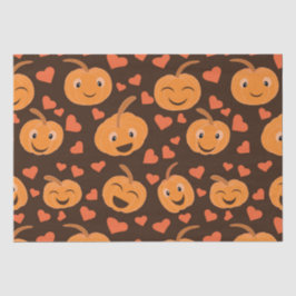 Papel De Seda Calabazas sonrientes patrón con corazones