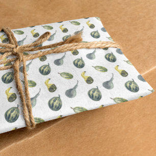 Papel De Seda Calabazas verdes y amarillas de otoño rústico y li