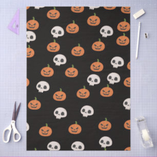 Papel De Seda Calabazas y calaveras de Halloween Patrón