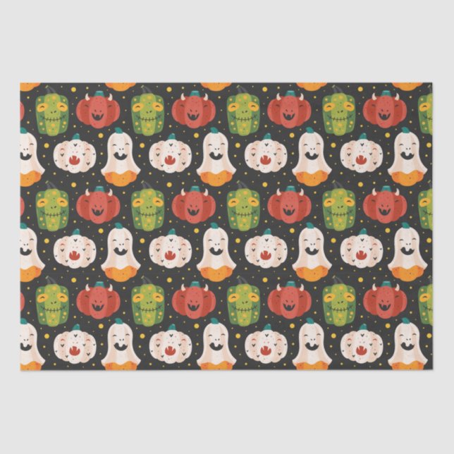 Papel De Seda Calabazas y diques de Halloween (Anverso)
