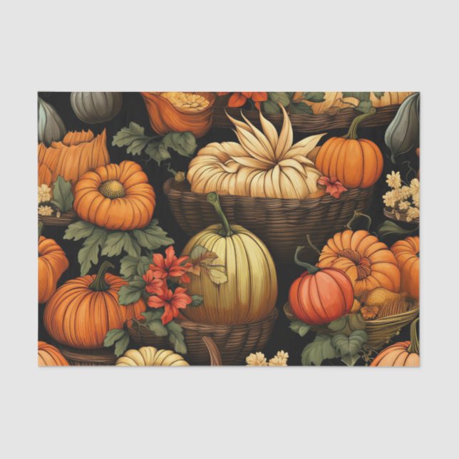 Papel De Seda Calabazas y más, otoño, (Anverso)