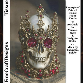 Papel De Seda Calavera con Corona de Rubí Dorado Barroco DW6 Dec