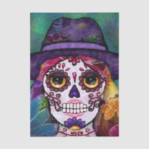 Calavera de azúcar decoupage abstracto caprichoso