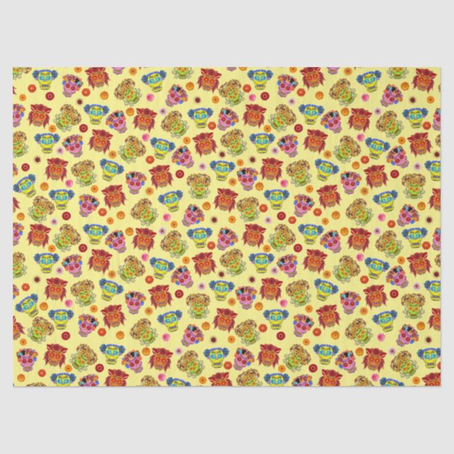 Papel De Seda Calavera de azúcar floral (Anverso)